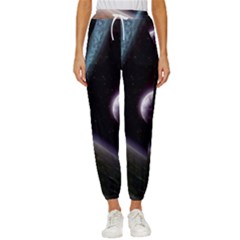 Planets In Space Cropped Drawstring Pants by Sapixe