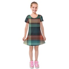 Plaid Tartan Checkered Tablecloth Kids  Short Sleeve Velvet Dress by danenraven