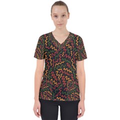 African Abstract  Women s V-neck Scrub Top by ConteMonfrey