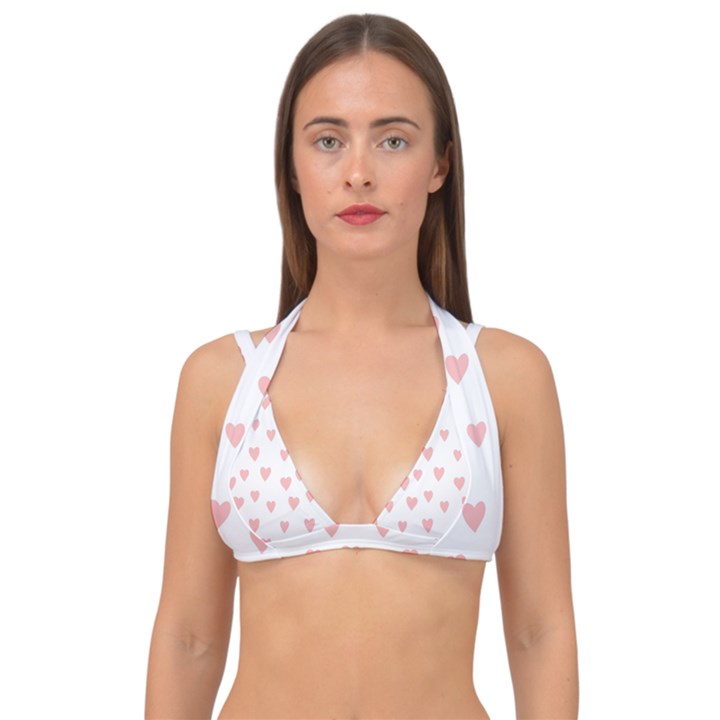 Small Cute Hearts Double Strap Halter Bikini Top