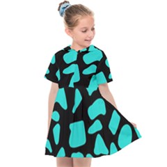 Neon Cow Dots Blue Turquoise And Black Kids  Sailor Dress by ConteMonfrey