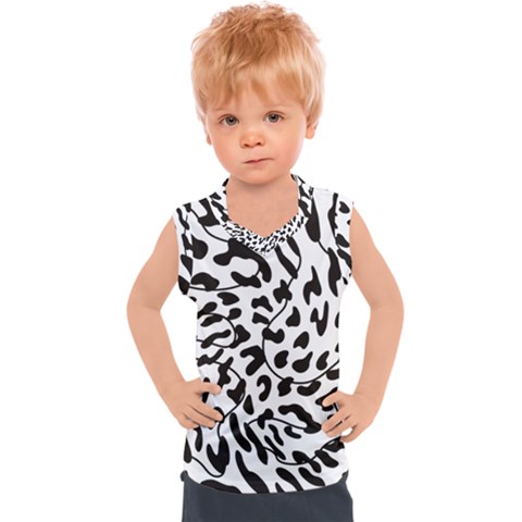 Leopard Print Black And White Kids  Sport Tank Top by ConteMonfrey