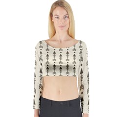 Black And Grey Arrows Long Sleeve Crop Top by ConteMonfrey