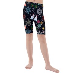 Illustration Xmas Christmas Thanks Giving Pattern Kids  Mid Length Swim Shorts by danenraven