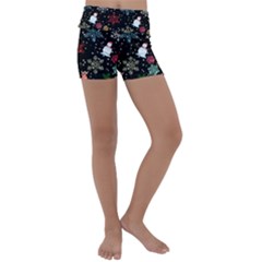 Illustration Xmas Christmas Thanks Giving Pattern Kids  Lightweight Velour Yoga Shorts by danenraven