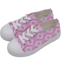 Illustration Background Pink Flower Abstract Pattern Kids  Low Top Canvas Sneakers by danenraven
