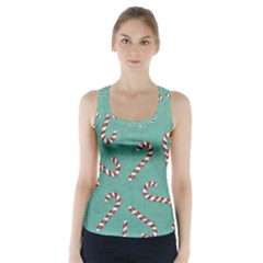 Christmas Candy Cane Background Racer Back Sports Top by danenraven