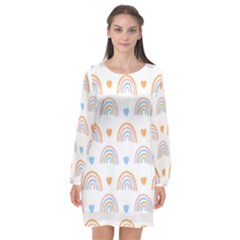 Rainbow Pattern Long Sleeve Chiffon Shift Dress  by ConteMonfrey