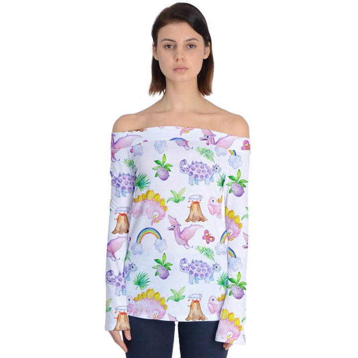 Dinosaurs Are Our Friends  Off Shoulder Long Sleeve Top