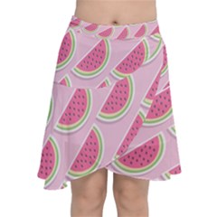 Pink Melon Wayermelon Pattern Food Fruit Melon Chiffon Wrap Front Skirt by Ravend