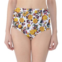 Pumpkin Fruit Flower Pattern Classic High-waist Bikini Bottoms