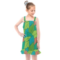 Leaves Pattern Autumn Background Kids  Overall Dress