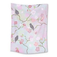 Bird Blossom Seamless Pattern Medium Tapestry by Ravend