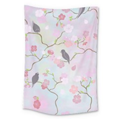 Bird Blossom Seamless Pattern Large Tapestry by Ravend