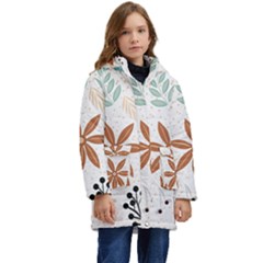 Nature Flora Background Wallpaper Kid s Hooded Longline Puffer Jacket by Ravend