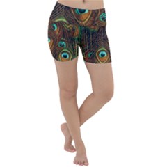 Peacock Feathers Lightweight Velour Yoga Shorts