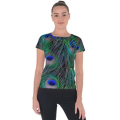 Beautiful Peacock Feathers Short Sleeve Sports Top 