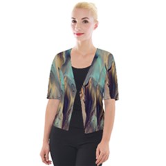 Abstract Painting In Colored Paints Cropped Button Cardigan by Ravend