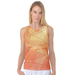 Orange Leaf Texture Pattern Women s Basketball Tank Top