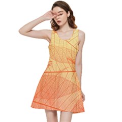 Orange Leaf Texture Pattern Inside Out Racerback Dress by Ravend