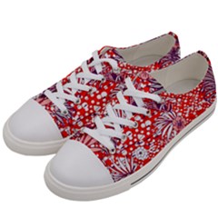 Leaf Red Point Flower White Men s Low Top Canvas Sneakers