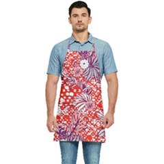 Leaf Red Point Flower White Kitchen Apron