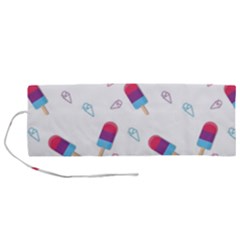 Ice Cream Popsicles Wallpaper Roll Up Canvas Pencil Holder (m)