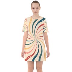 Swirl Star Pattern Texture Old Sixties Short Sleeve Mini Dress