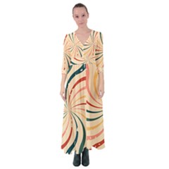 Swirl Star Pattern Texture Old Button Up Maxi Dress by Ravend