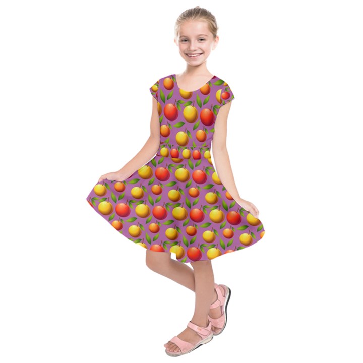 Illustration Fruit Pattern Seamless Kids  Short Sleeve Dress