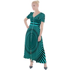 Illusion Geometric Background Button Up Short Sleeve Maxi Dress by Ravend