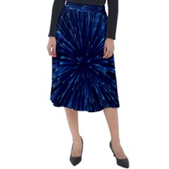 Particle Art Background Blue Classic Velour Midi Skirt 