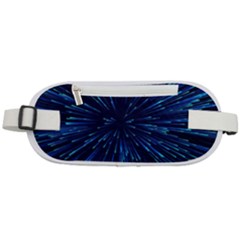 Particle Art Background Blue Rounded Waist Pouch by Ravend