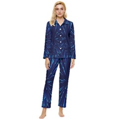 Particle Art Background Blue Womens  Long Sleeve Velvet Pocket Pajamas Set by Ravend
