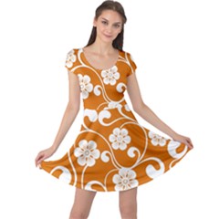 Orange Floral Walls  Cap Sleeve Dress by ConteMonfrey