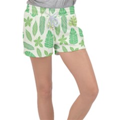 Watercolor Banana Leaves  Velour Lounge Shorts by ConteMonfrey