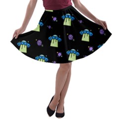 Illustration Cosmos Cosmo Rocket Spaceship -ufo A-line Skater Skirt by danenraven