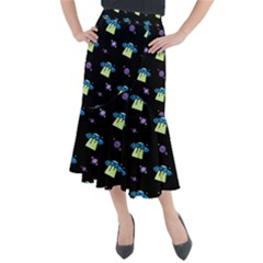 Illustration Cosmos Cosmo Rocket Spaceship -ufo Midi Mermaid Skirt by danenraven