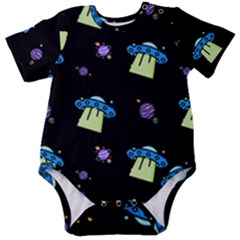 Illustration Cosmos Cosmo Rocket Spaceship -ufo Baby Short Sleeve Onesie Bodysuit by danenraven