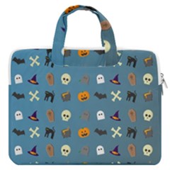 Halloween Cat Pumpkin Pattern Bat Horror Macbook Pro 16  Double Pocket Laptop Bag 