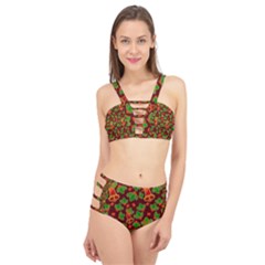 Illustration Xmas Christmas Pattern Cage Up Bikini Set by danenraven