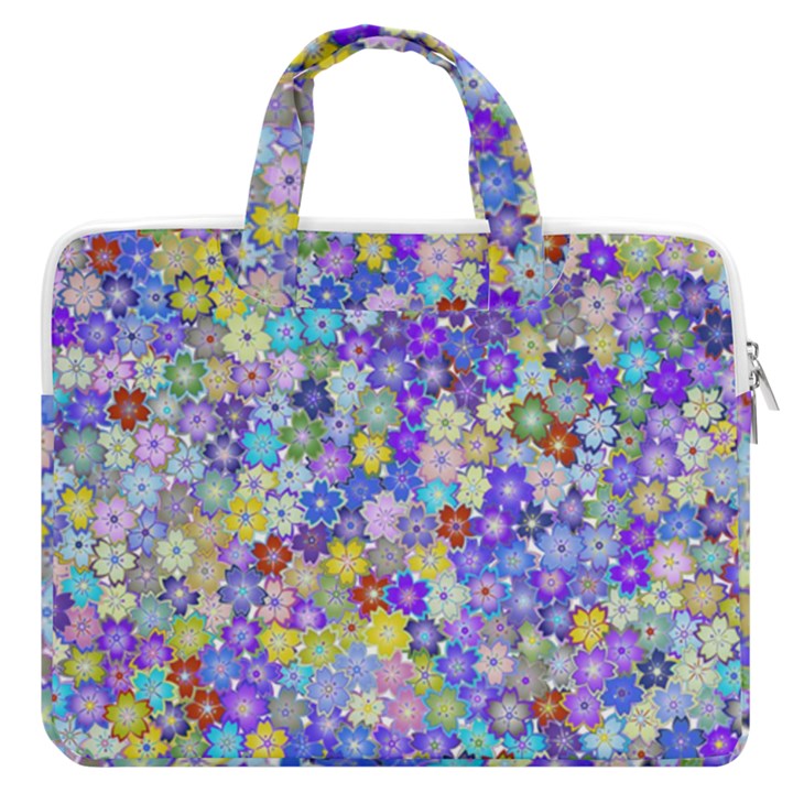 Illustration Background Flower Pattern Floral MacBook Pro 16  Double Pocket Laptop Bag 