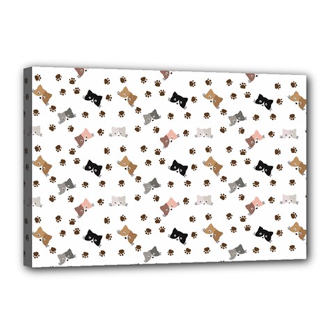 Illustration Cat Paw Background Pattern Cute Canvas 18  X 12  (stretched)