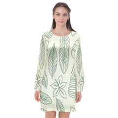 Banana Leaves Draw  Long Sleeve Chiffon Shift Dress  by ConteMonfrey