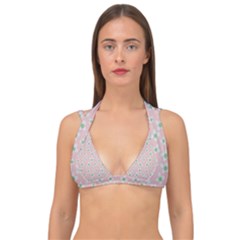 Pink Spring Blossom Double Strap Halter Bikini Top by ConteMonfrey