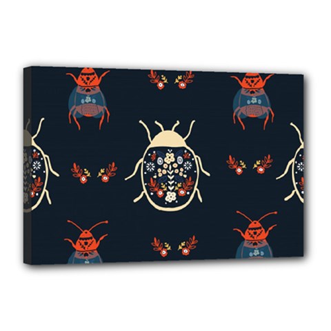 Floral-bugs-seamless-pattern Canvas 18  X 12  (stretched)