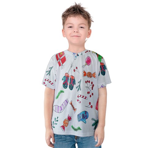 New Year Christmas Sketch Gifts Kids  Cotton Tee by artworkshop