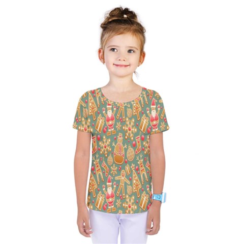 Gingerbread Christmas Decorative Kids  One Piece Tee by artworkshop