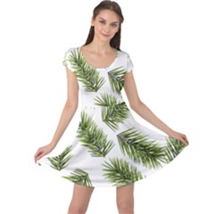 Fir Branch Pattern Christmas Decorative Cap Sleeve Dress by artworkshop