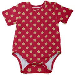 Felt Background Paper Red Yellow Star Baby Short Sleeve Onesie Bodysuit by artworkshop